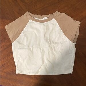 PacSun Tan and White Raglan Top